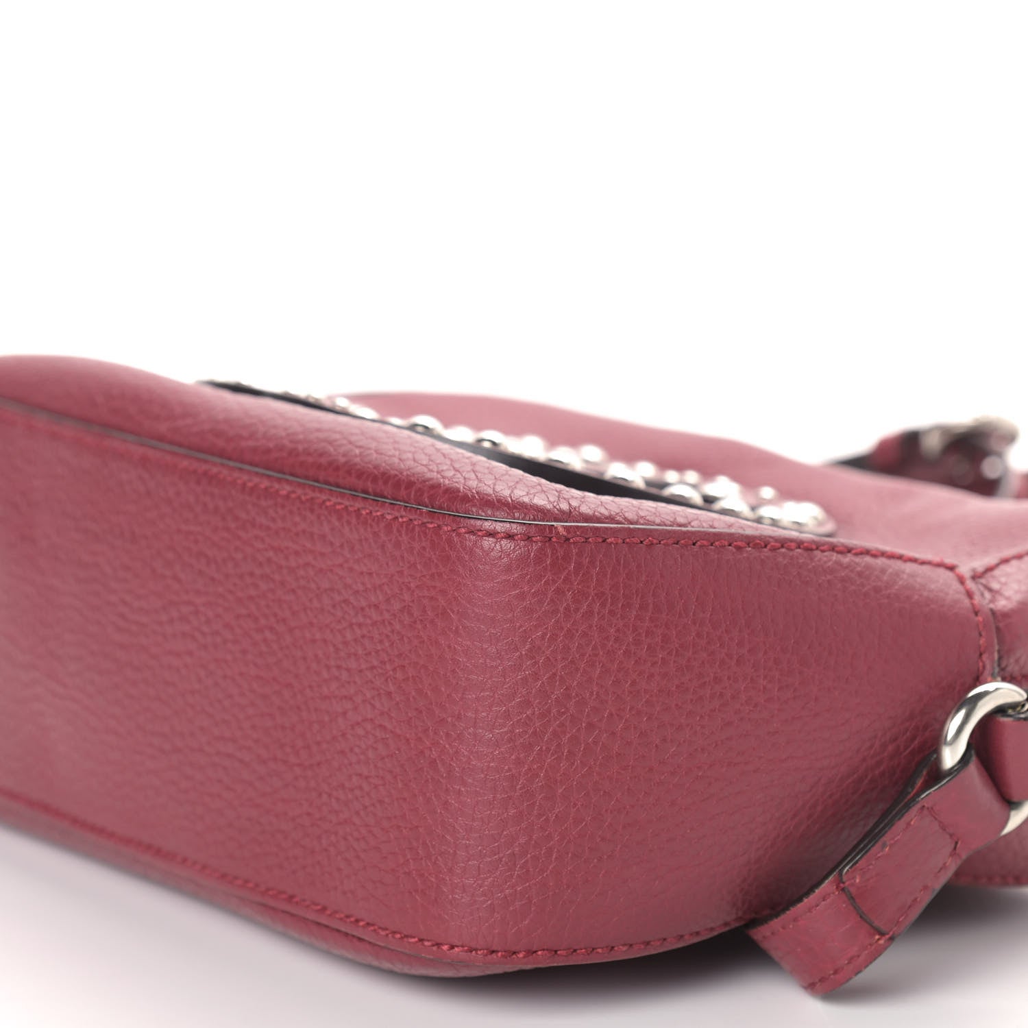 Gucci Pebbled Calfskin Studded Small Soho Disco Bag Soft Burgundy 9 of 9