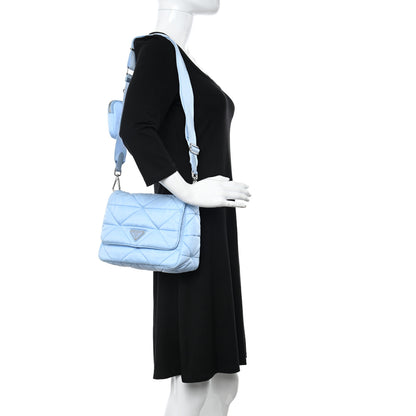 Prada Re-Nylon Quilted Padded Flap Shoulder Bag Celeste 2 of 10