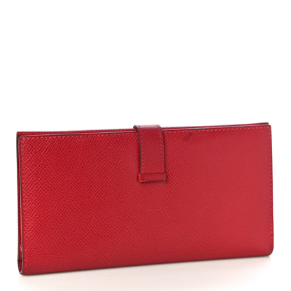 Hermes Courchevel Bearn Gusset Wallet Rouge Vif 3 of 12