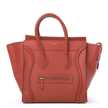 Celine Drummed Calfskin Mini Luggage Vermillion 1 of 14