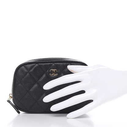 Chanel Caviar Quilted Small Curvy Pouch Cosmetic Case Black 2 of 8