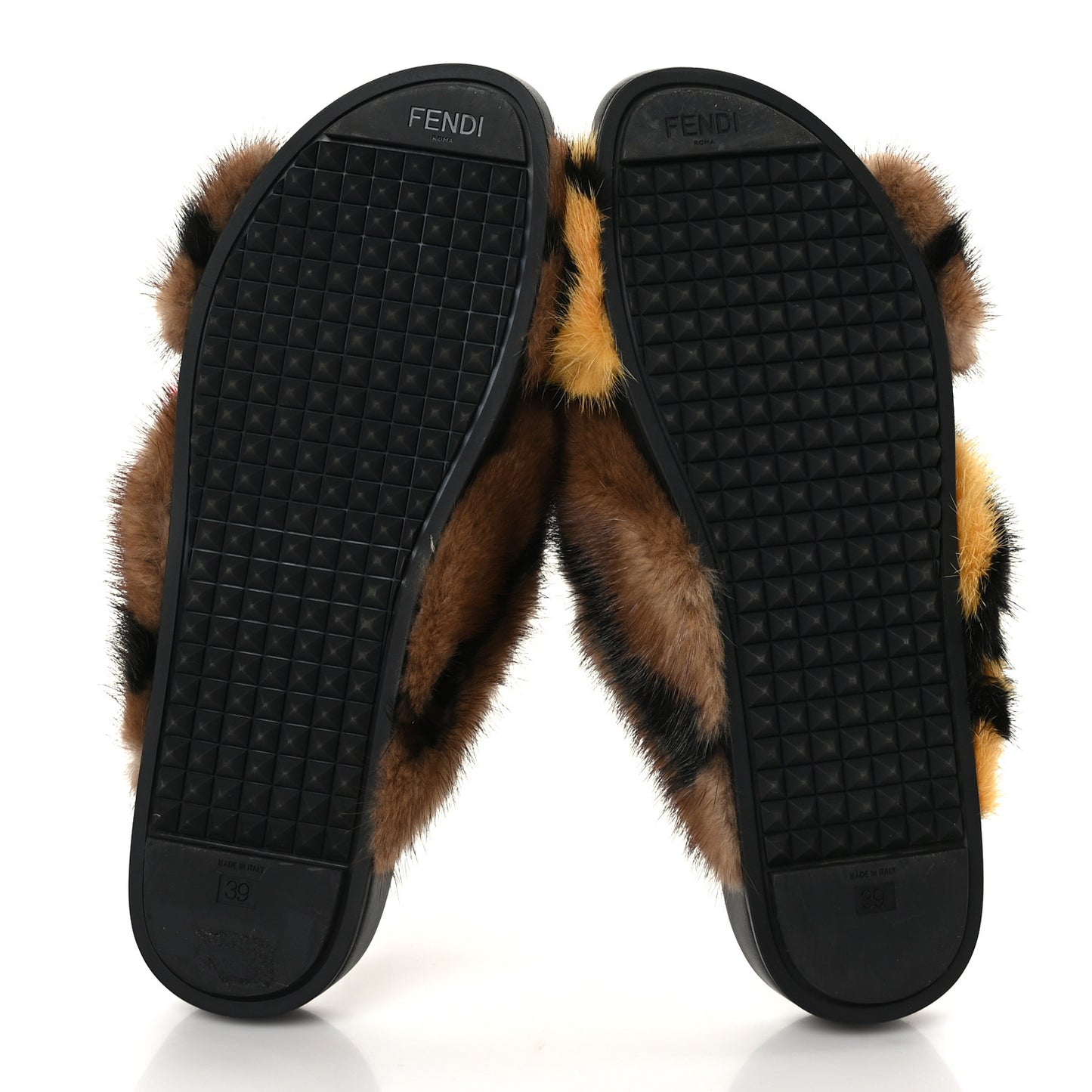 Mink Fur Open Your Heart Sandals 39 Multicolor