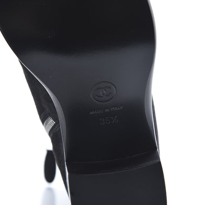 Chanel Suede Calfskin Chain CC Cap Toe Short Boots 35.5 Dark Grey 6 of 7