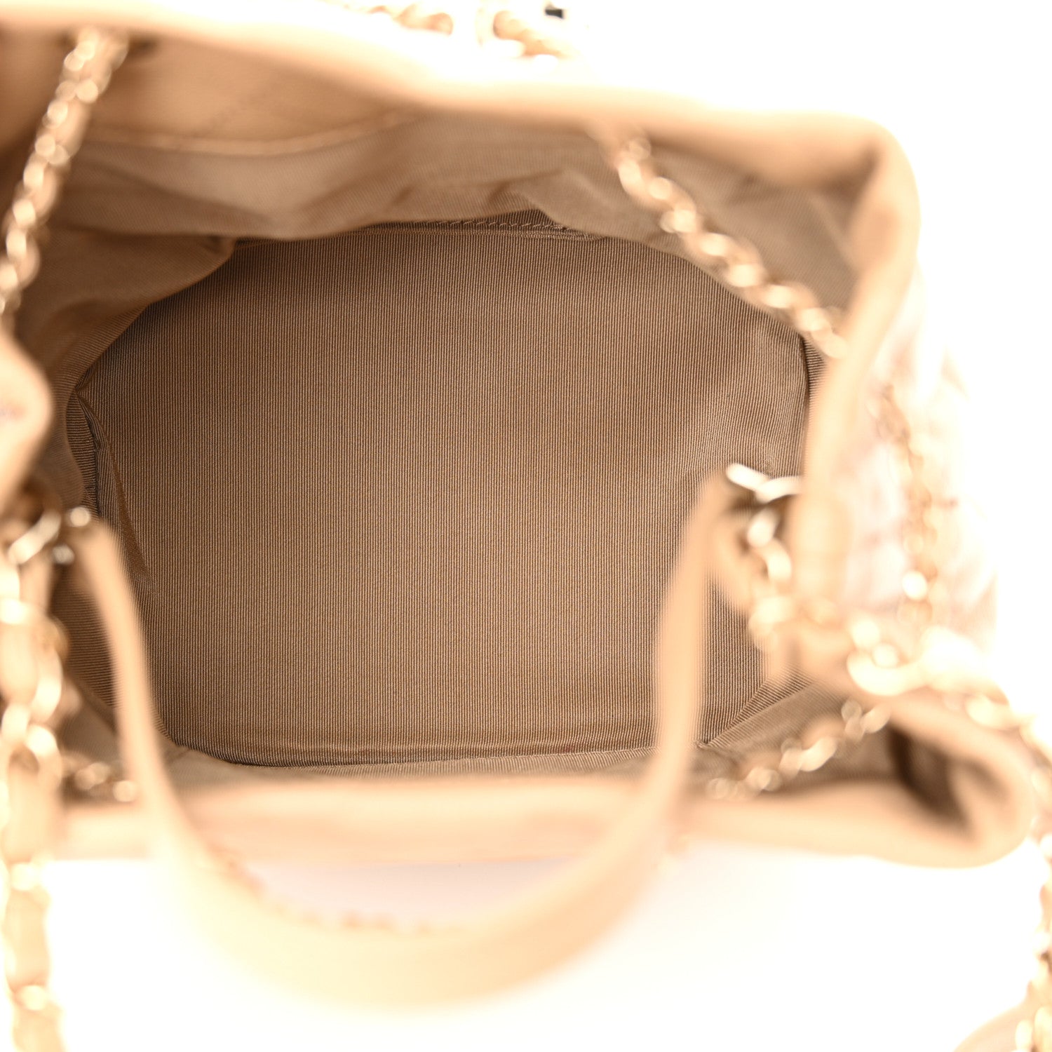Chanel Caviar Quilted Rolled Up Bucket Drawstring Bag Beige 5 of 12