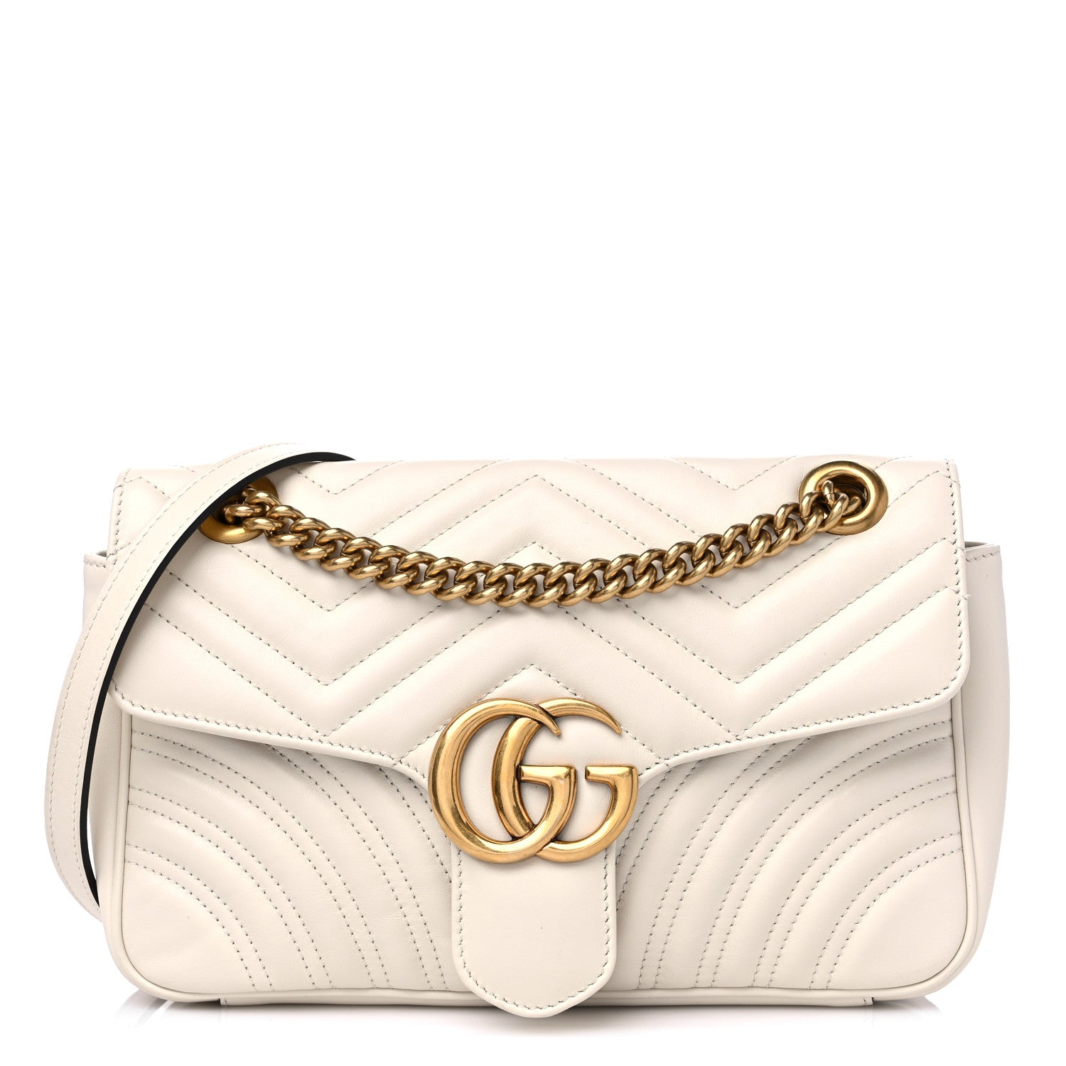 Gucci Calfskin Matelasse Small GG Marmont Shoulder Bag White 1 of 11