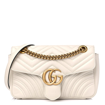 Gucci Calfskin Matelasse Small GG Marmont Shoulder Bag White 1 of 11