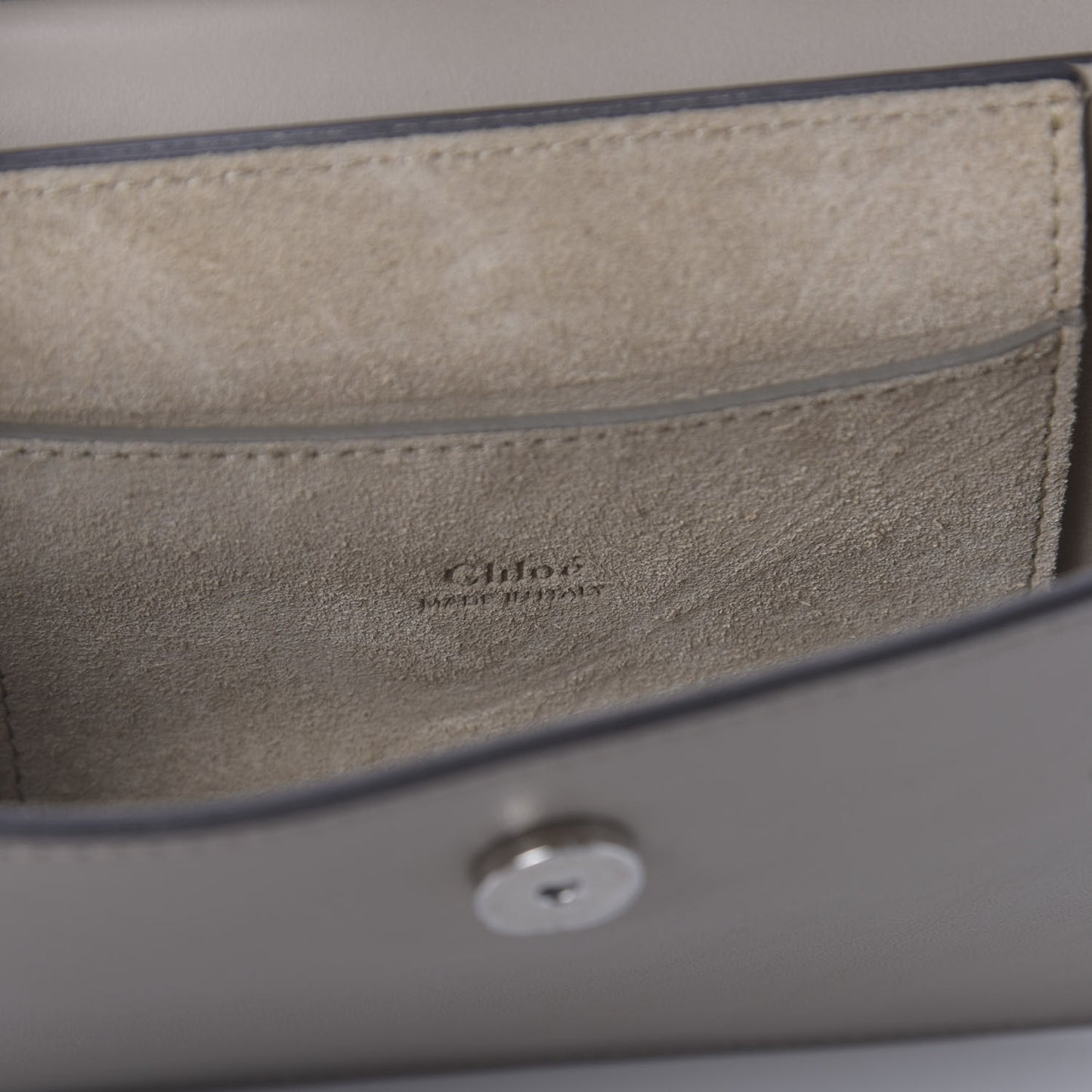 Calfskin Suede Mini Chain Faye Shoulder Bag Motty Grey
