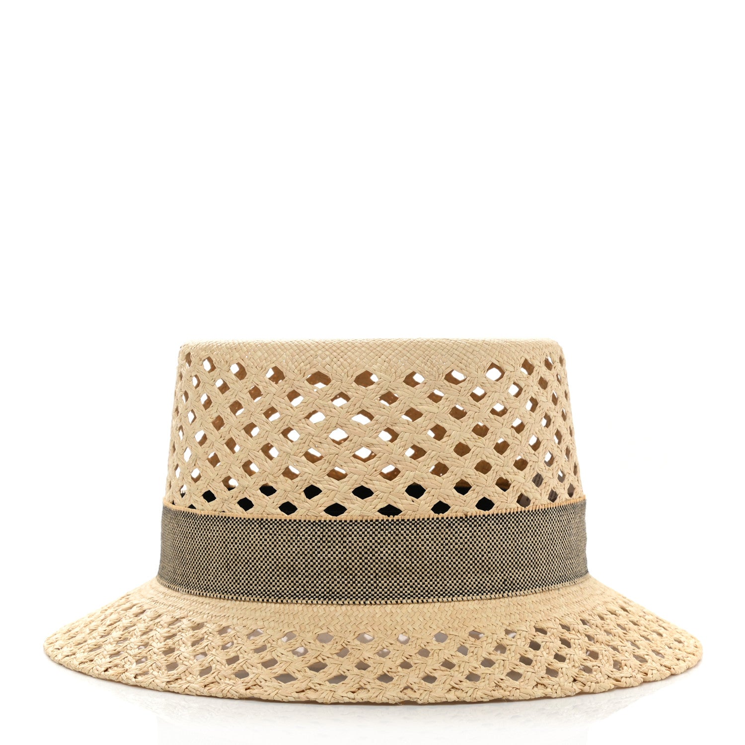 Hermes Straw Panama Elenora Hat 59 Naturel Black 4 of 12