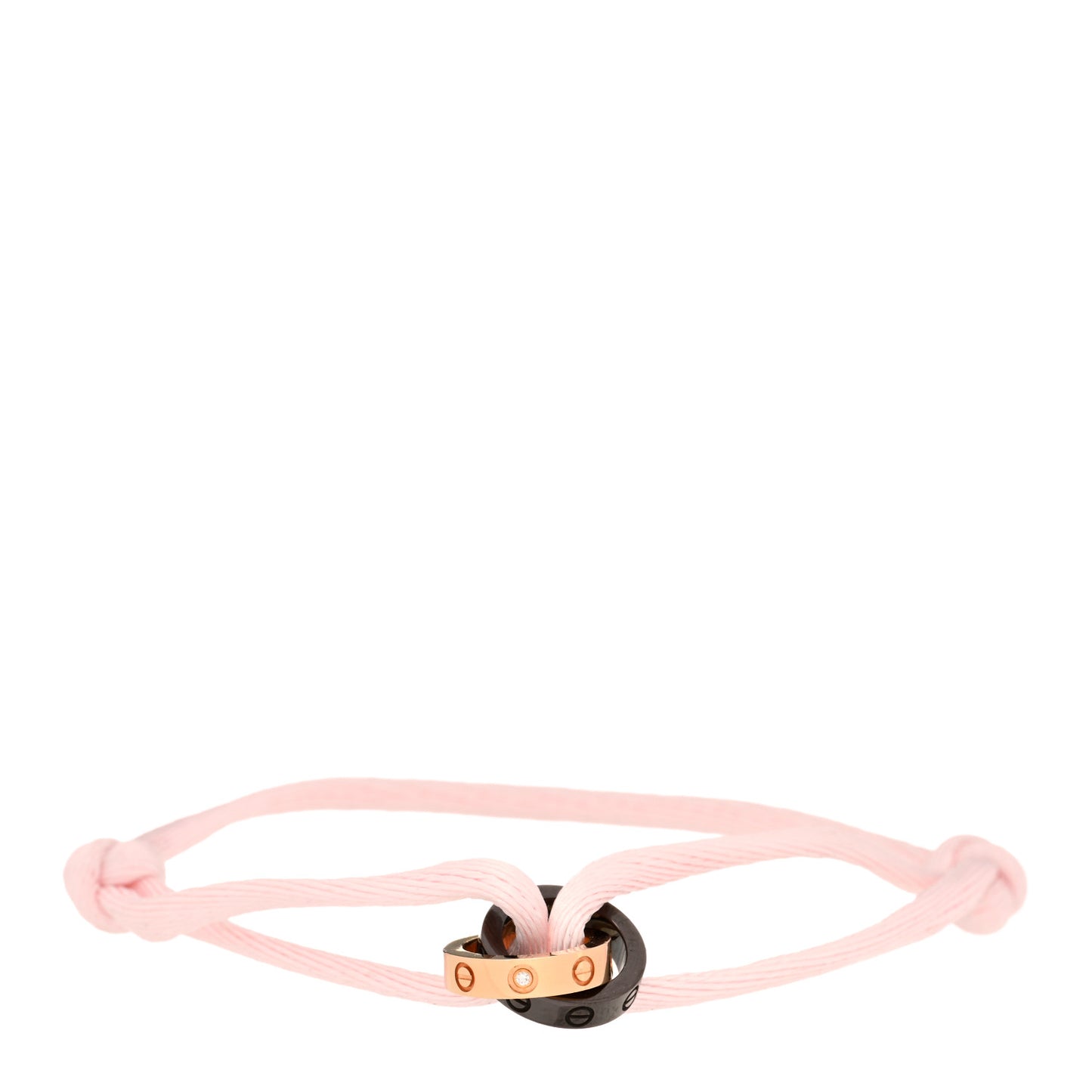 18K Pink Gold Ceramic 4 Diamond LOVE Cord Bracelet Pink