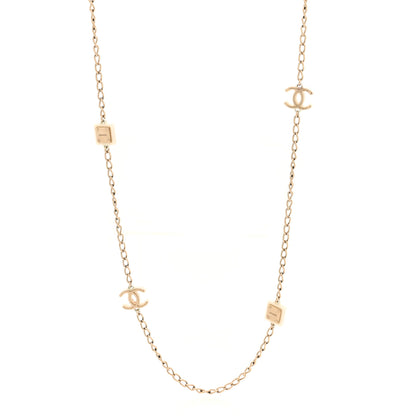 Chanel Metal Enamel CC Chain Necklace Gold White 1 of 4