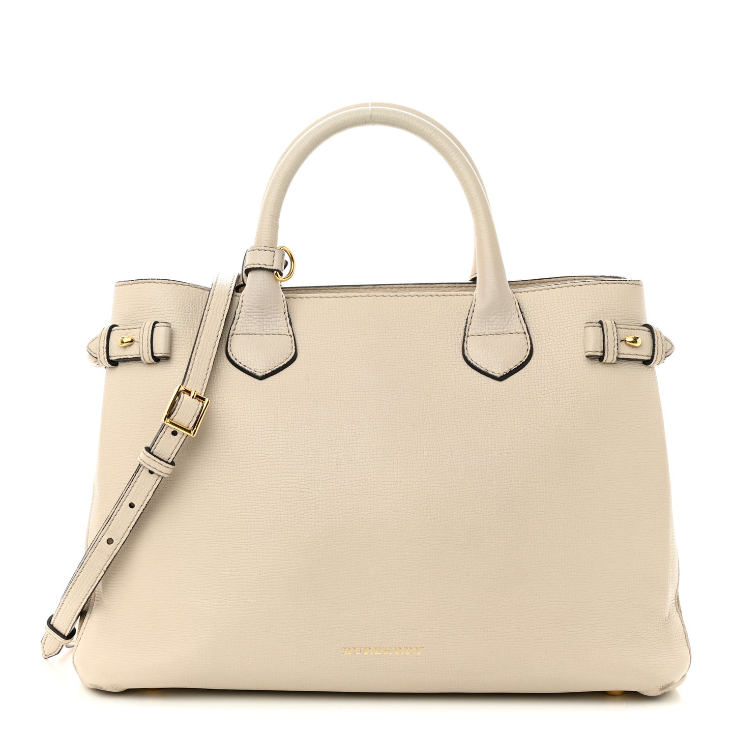 Derby Calfskin House Check Medium Banner Tote Limestone