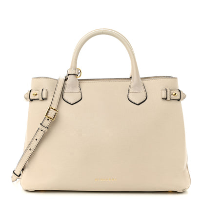 Burberry Derby Calfskin House Check Medium Banner Tote Limestone 1 of 14