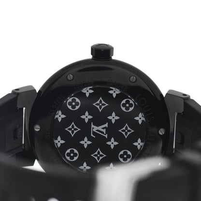 Louis Vuitton Stainless Steel Rubber Diamond 34mm Tambour Quartz Watch Black 4 of 5