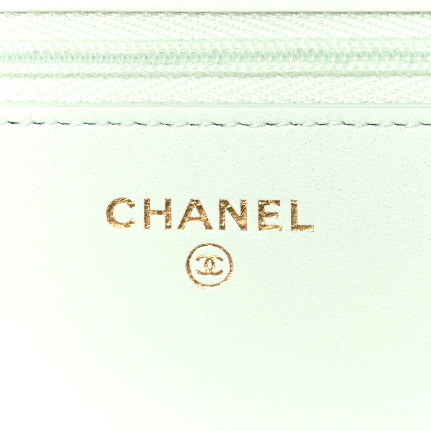 Chanel Lambskin Quilted Textured CC Wallet On Chain WOC Light Green 5 of 11