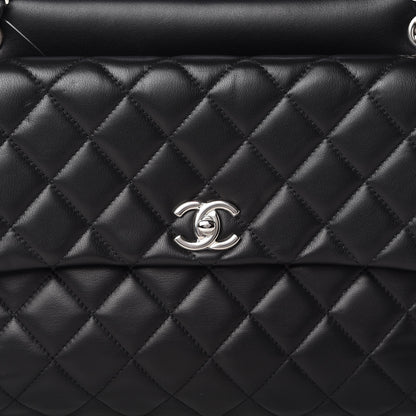 Chanel Lambskin Quilted Bowler Flap Shoulder Bag Black 10 of 14