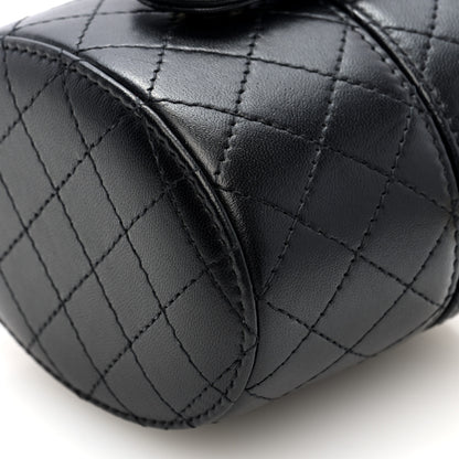 Chanel Lambskin Quilted Mini Round Vanity Case With Chain Black 11 of 11