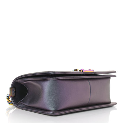 Chanel Iridescent Goatskin Quilted Medium Boy Flap Purple 4 of 12