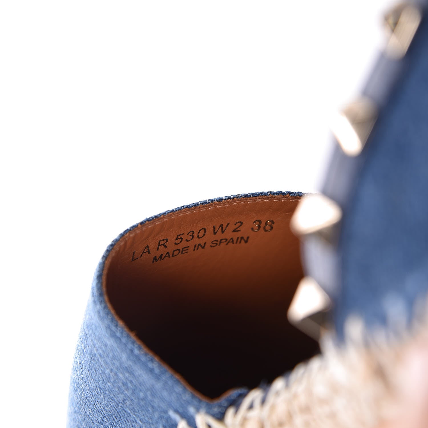 Valentino Garavani Denim Rockstud Ankle Wrap Espadrille 20mm Flats 38 Light Denim 8 of 10