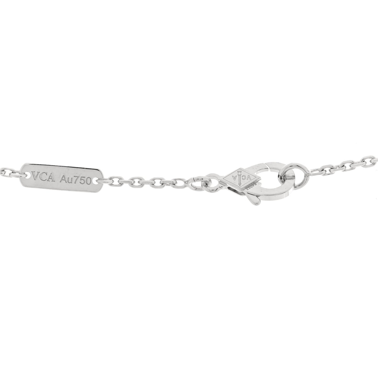 18K White Gold Diamond Small Perlee Clovers Pendant Necklace