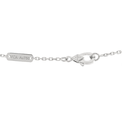 Van Cleef & Arpels 18K White Gold Diamond Small Perlee Clovers Pendant Necklace 4 of 4
