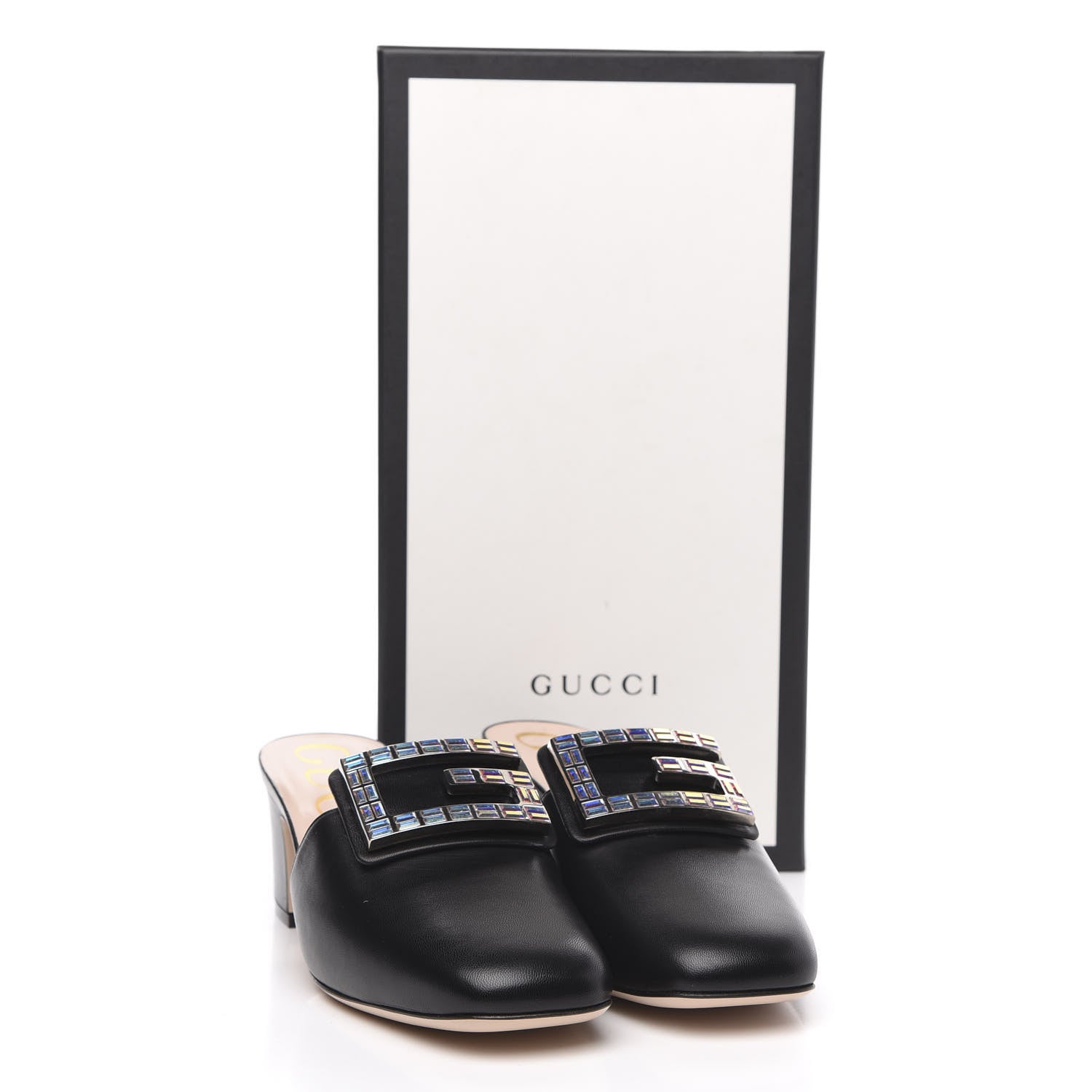 Gucci Malaga Kid Crystal Square G Madelyn Mules 36.5 Black 9 of 9