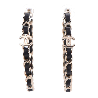 Chanel Lambskin CC Turnlock Chain Hoop Earrings Matte Gold 1 of 5