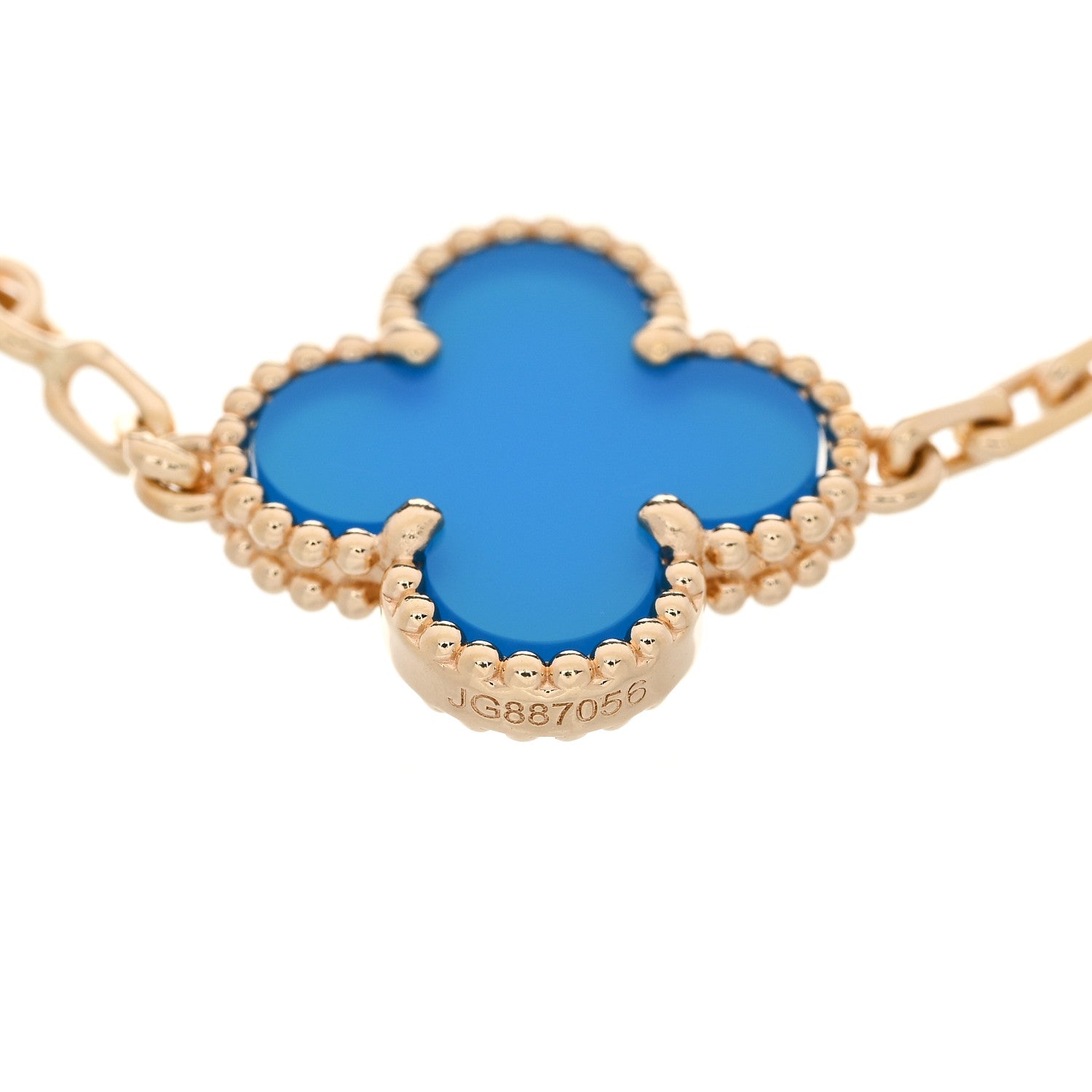 Van Cleef & Arpels 18K Yellow Gold Blue Agate 5 Motifs Vintage Alhambra Bracelet 3 of 5