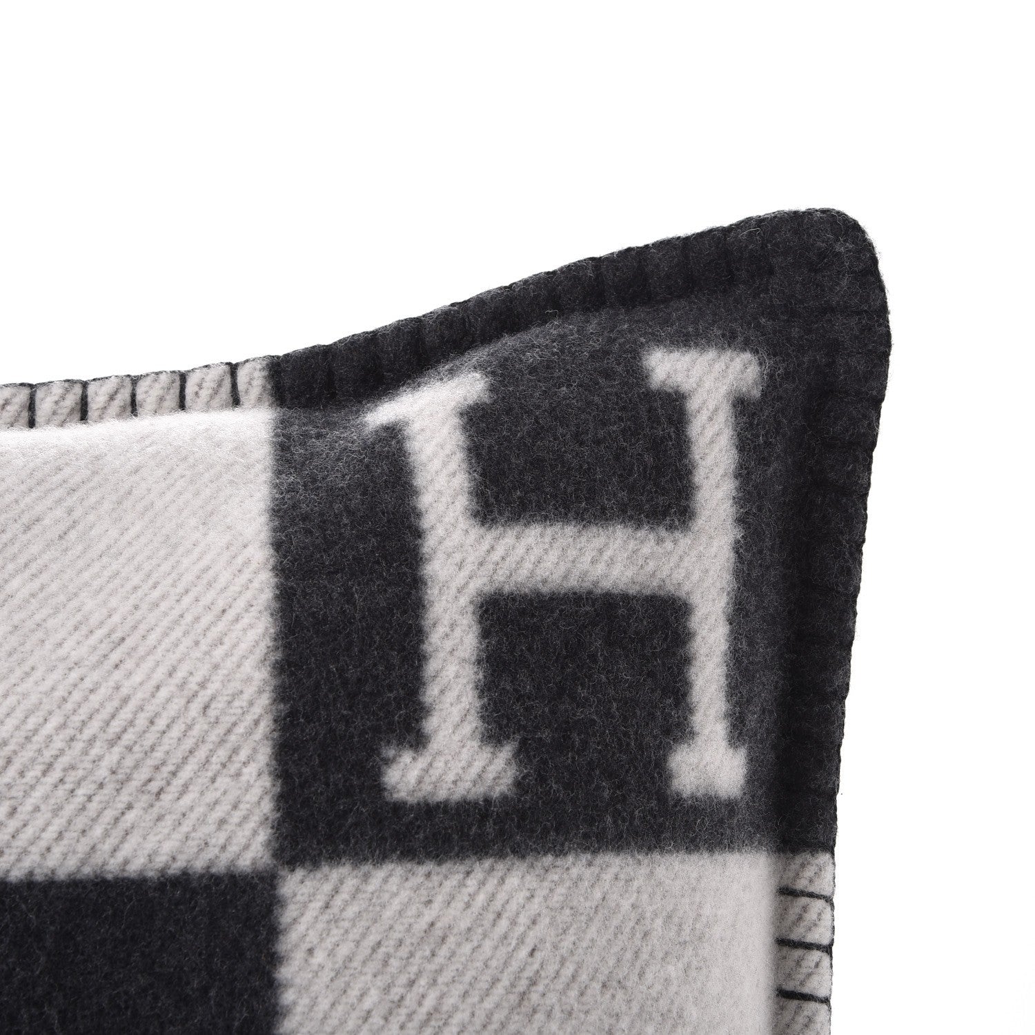 Hermes Wool Cashmere Avalon Pillow PM Ecru Gris Fonce 3 of 6