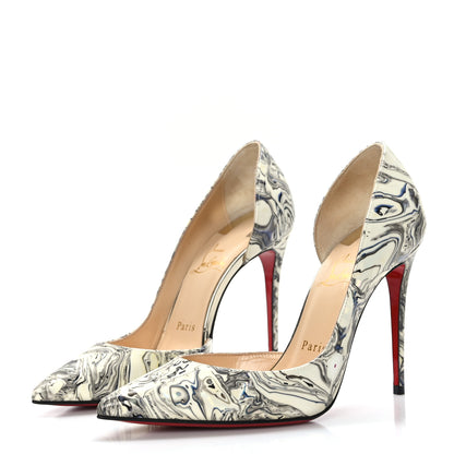 Christian Louboutin Patent Marble Swirl Iriza 100 Pumps 35.5 White 3 of 7