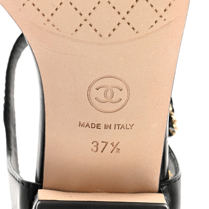 Chanel Lambskin Chain CC Thong Sandals 37.5 Black 6 of 10