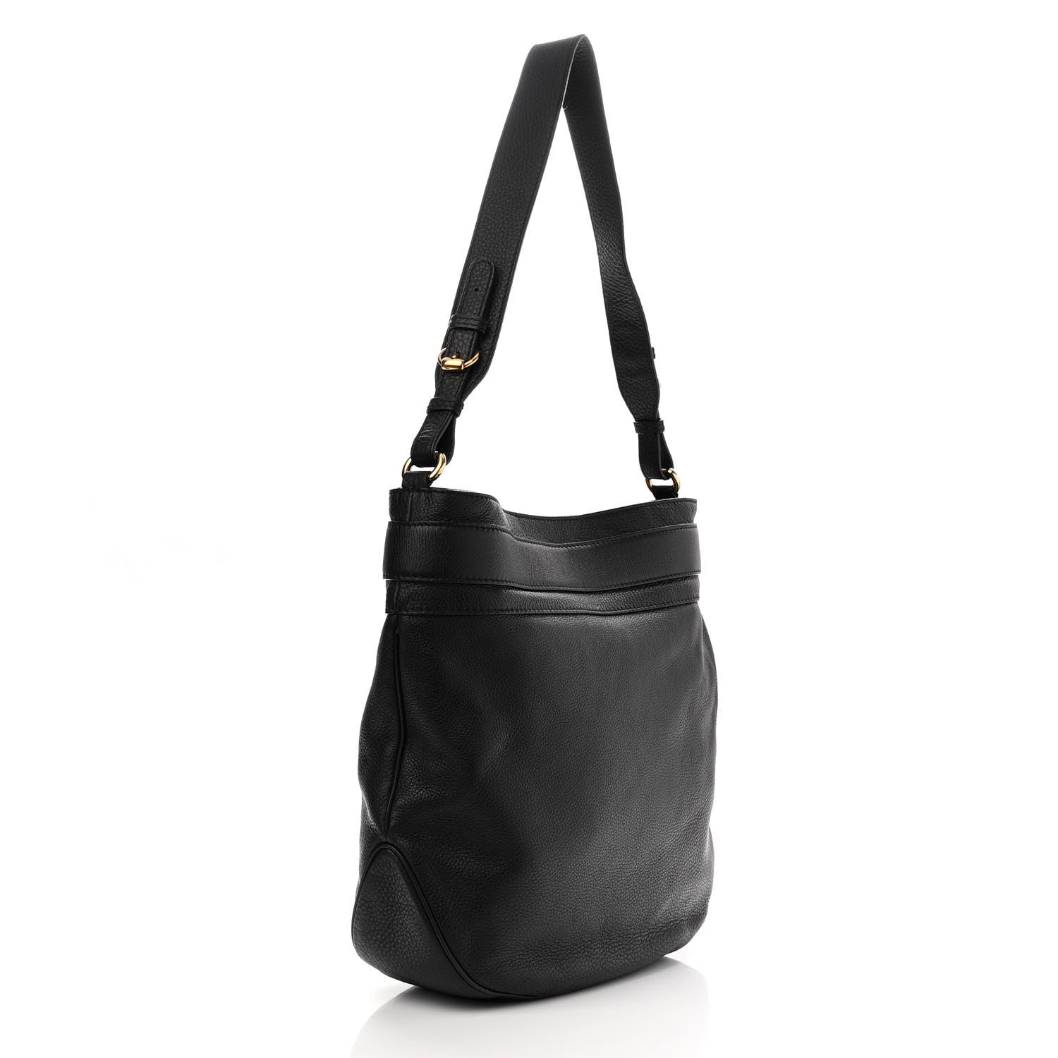 Gucci Pebbled Calfskin Large Ride Shoulder Bag Black 2 of 11