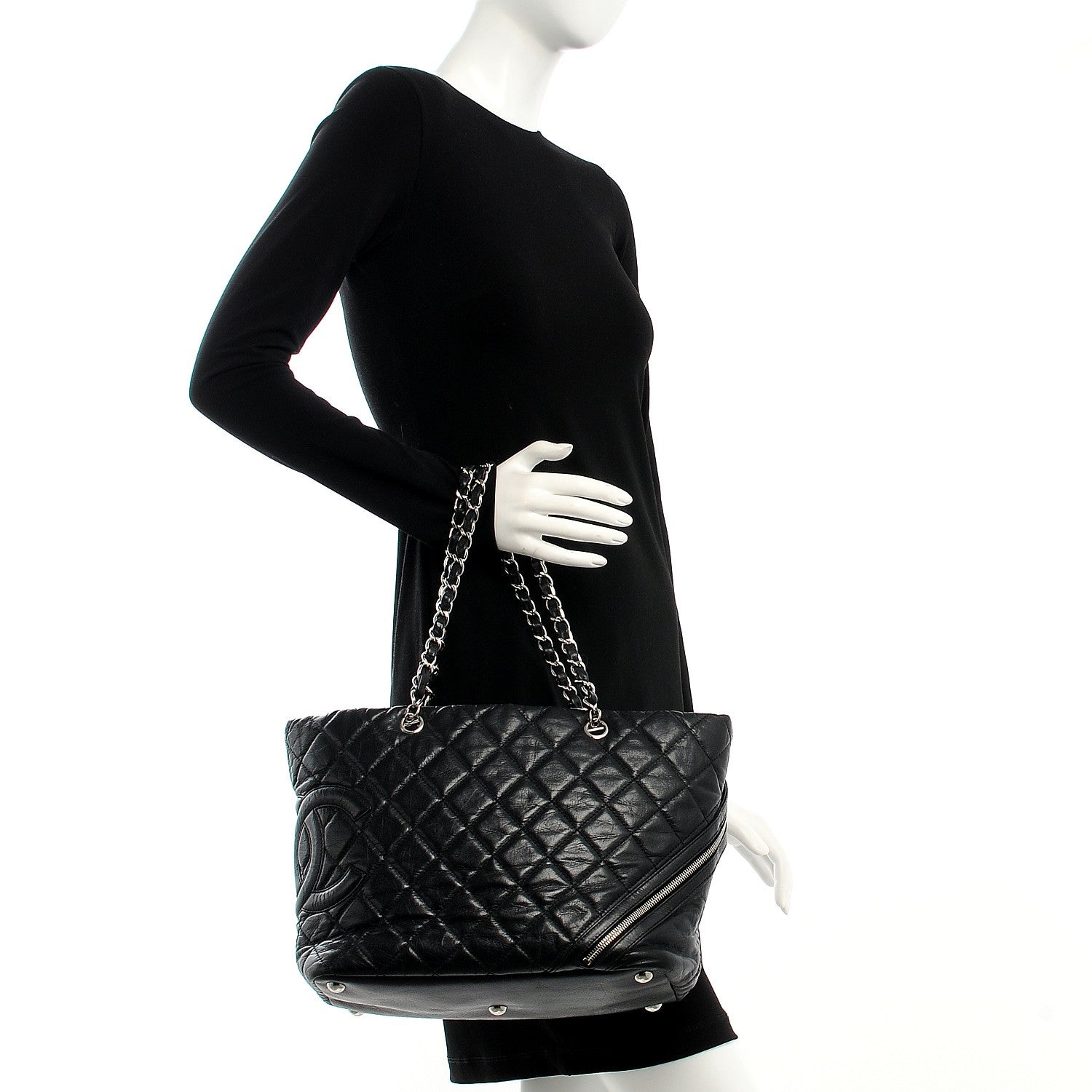 Chanel Aged Calfskin Quilted Large Cotton Club Tote Black 2 of 12