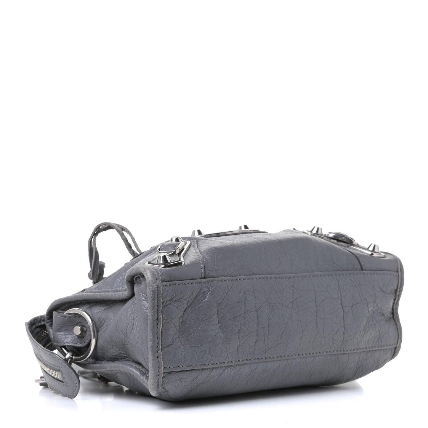 Chevre Silver Metallic Edge Hardware Mini City Gris Cendre