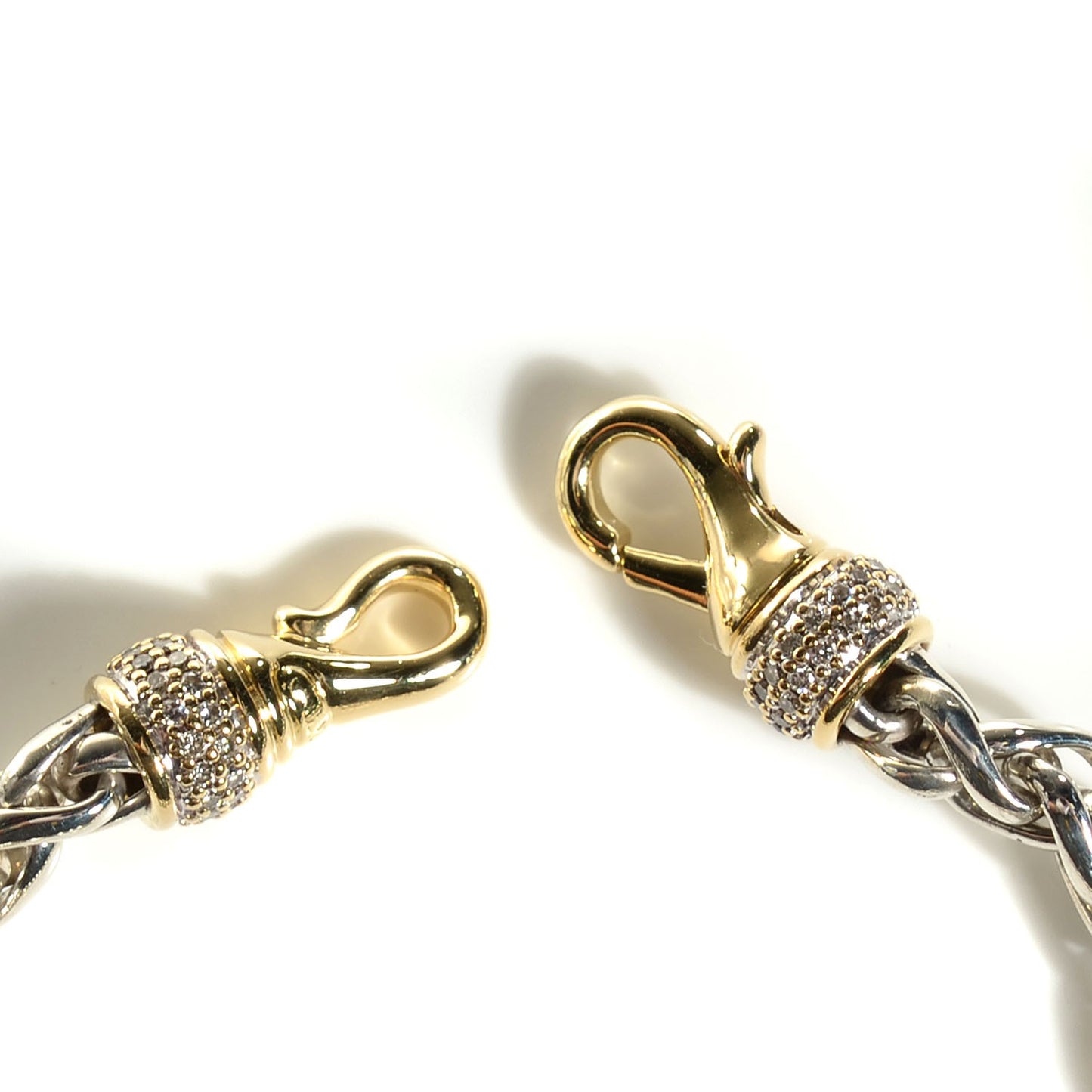 Sterling Silver 18K Yellow Gold Diamond Double Wheat Buckle Bracelet
