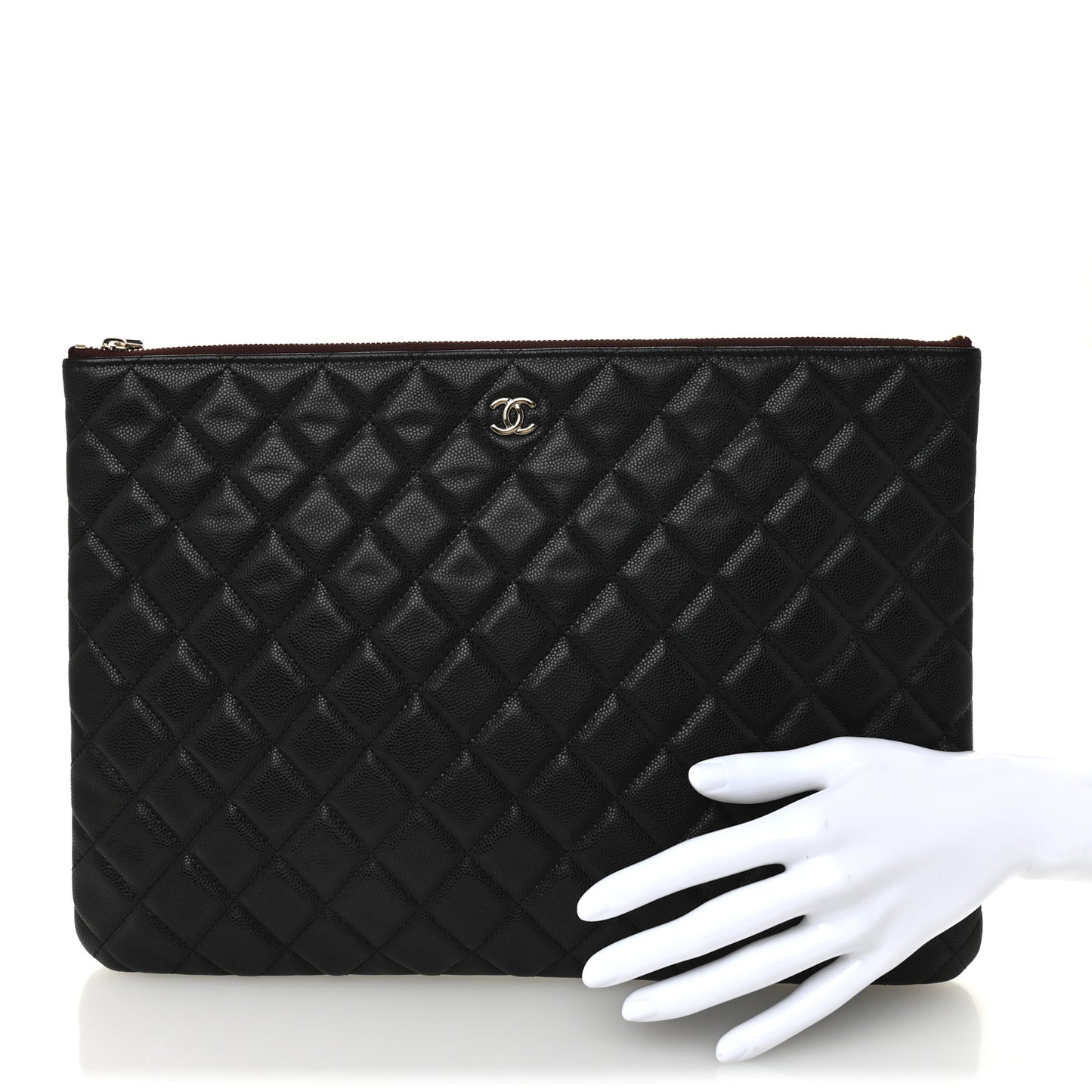 Caviar Quilted Large Cosmetic Case Black