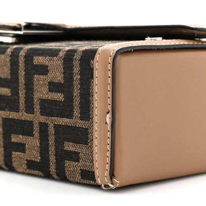 Fendi Recycled Fabric Jacquard Vitello King FF 1974 Baguette Soft Trunk Tobacco Moro Sand 9 of 14