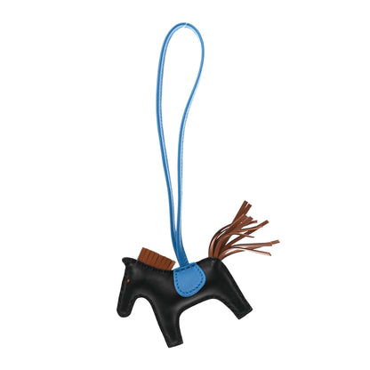 Hermes Milo Lambskin Grigri Rodeo Horse Bag Charm PM Black Gold Bleu Zanzibar 1 of 5