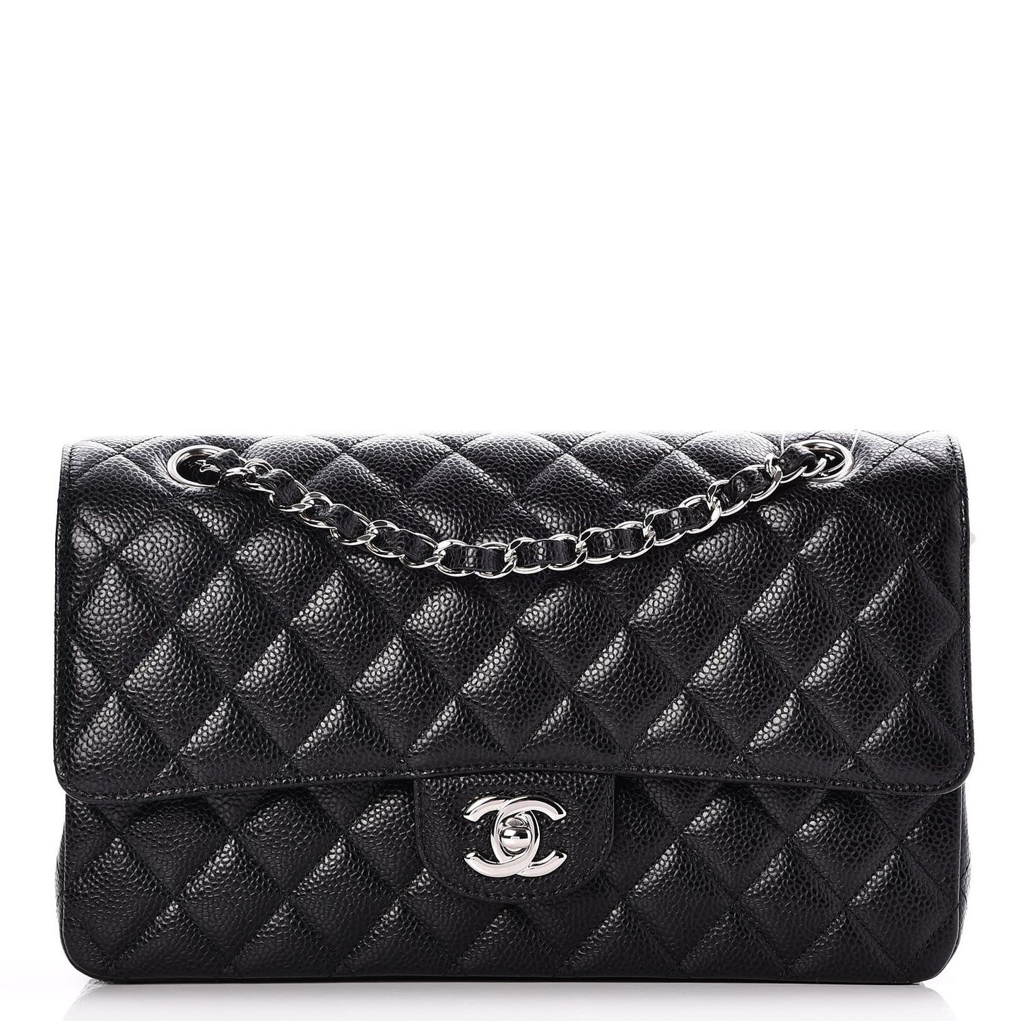 Caviar Quilted Medium Double Flap Black