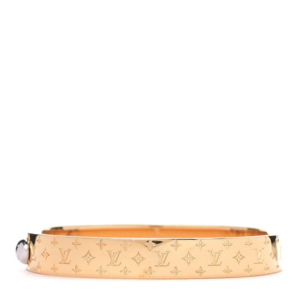 Louis Vuitton Brass Monogram Nanogram Cuff S Gold 1 of 5