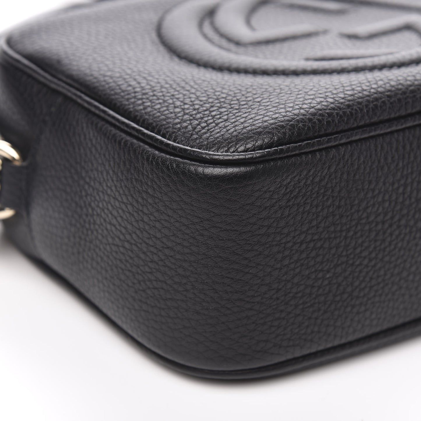 Pebbled Calfskin Small Soho Disco Bag Black