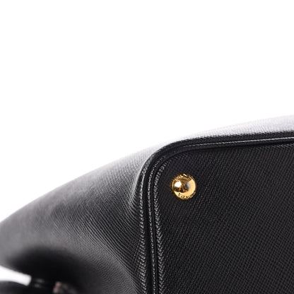 Prada Saffiano Cuir Large Double Bag Black Mughetto 9 of 12