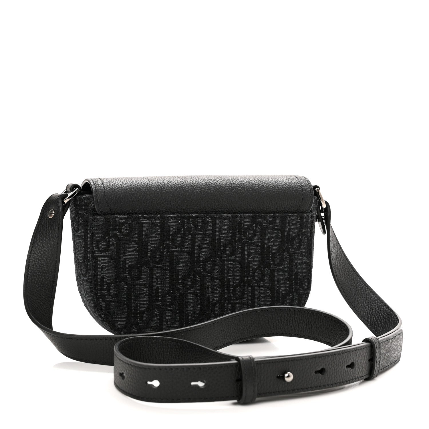 Christian Dior Grained Calfskin Oblique Saddle Pouch Black 3 of 11