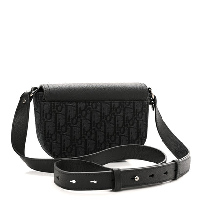 Christian Dior Grained Calfskin Oblique Saddle Pouch Black 3 of 11