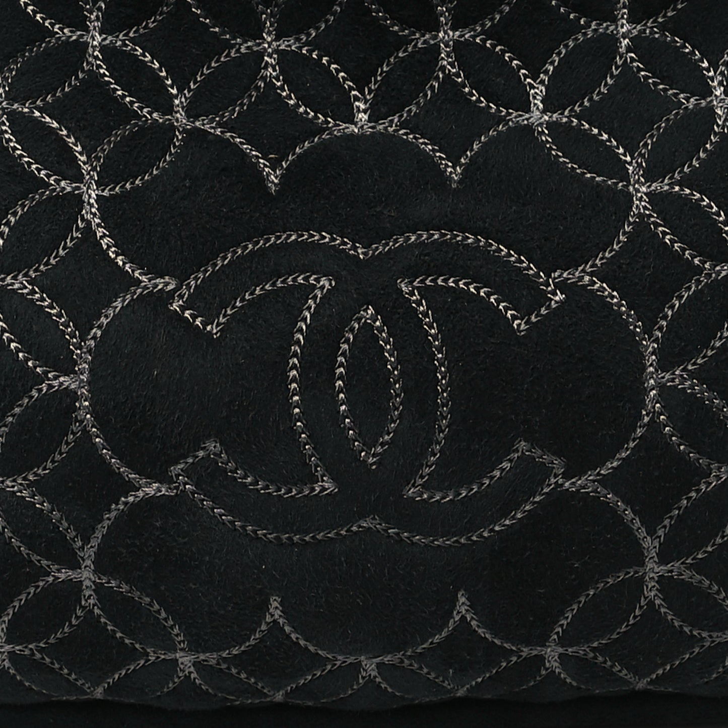Suede Shearling Stitched CC Mini Tote Black