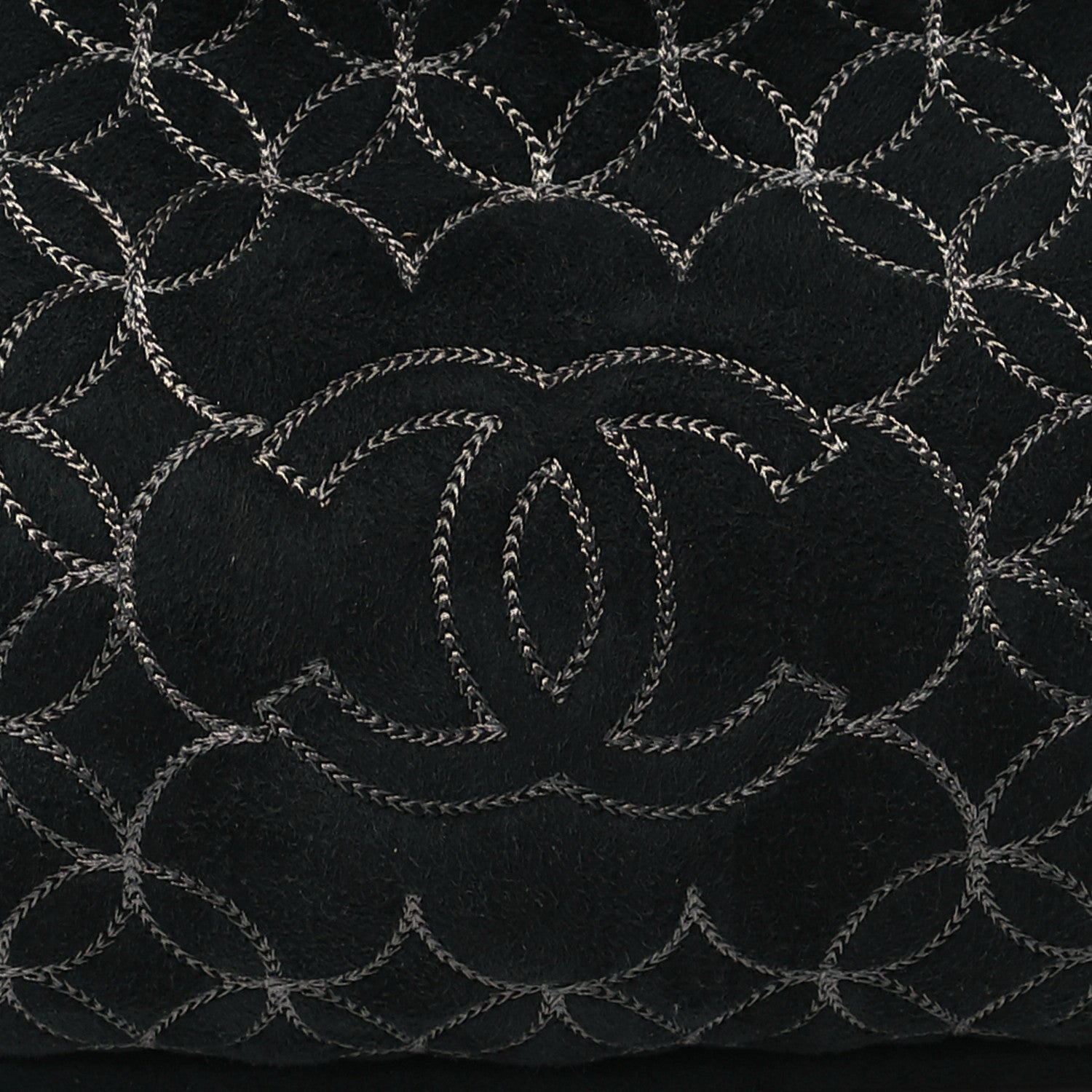 Chanel Suede Shearling Stitched CC Mini Tote Black 8 of 10