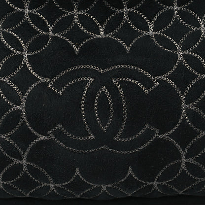 Chanel Suede Shearling Stitched CC Mini Tote Black 8 of 10