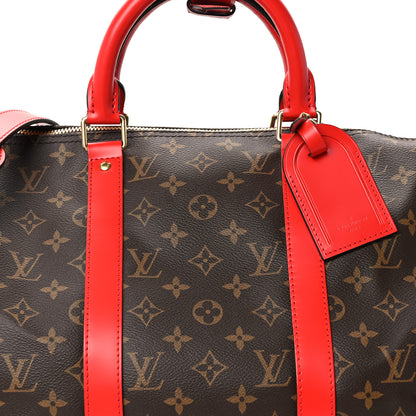Louis Vuitton Calfskin Monogram Keepall Bandouliere 50 Coquelicot 7 of 9