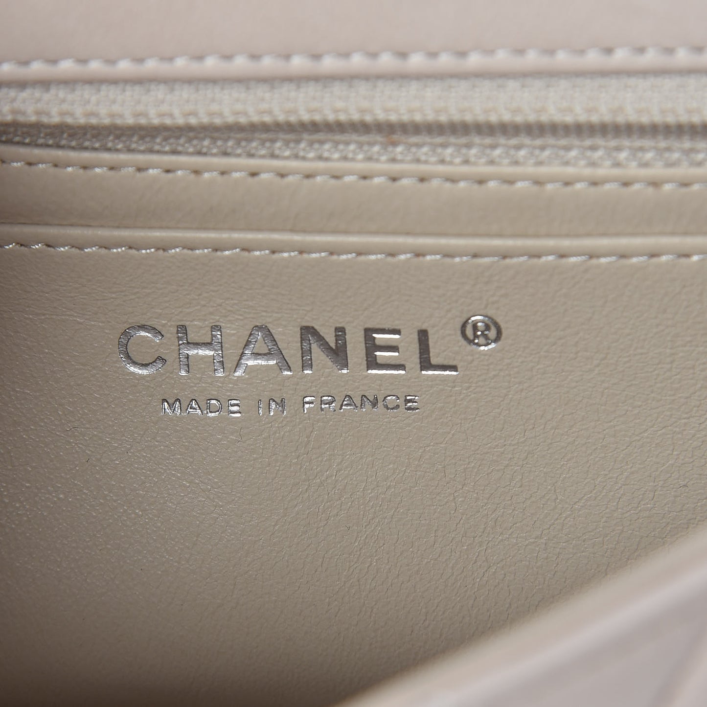 Lambskin Quilted Mini Rectangular Flap Light Beige