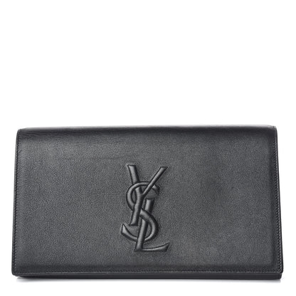 Saint Laurent Calfskin Monogram Large Belle De Jour Clutch Black 1 of 21