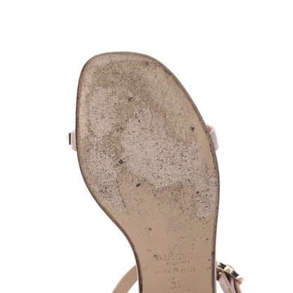Valentino Garavani Calfskin Rockstud Ankle T-Strap Flat Sandals 35 Water Rose 10 of 16